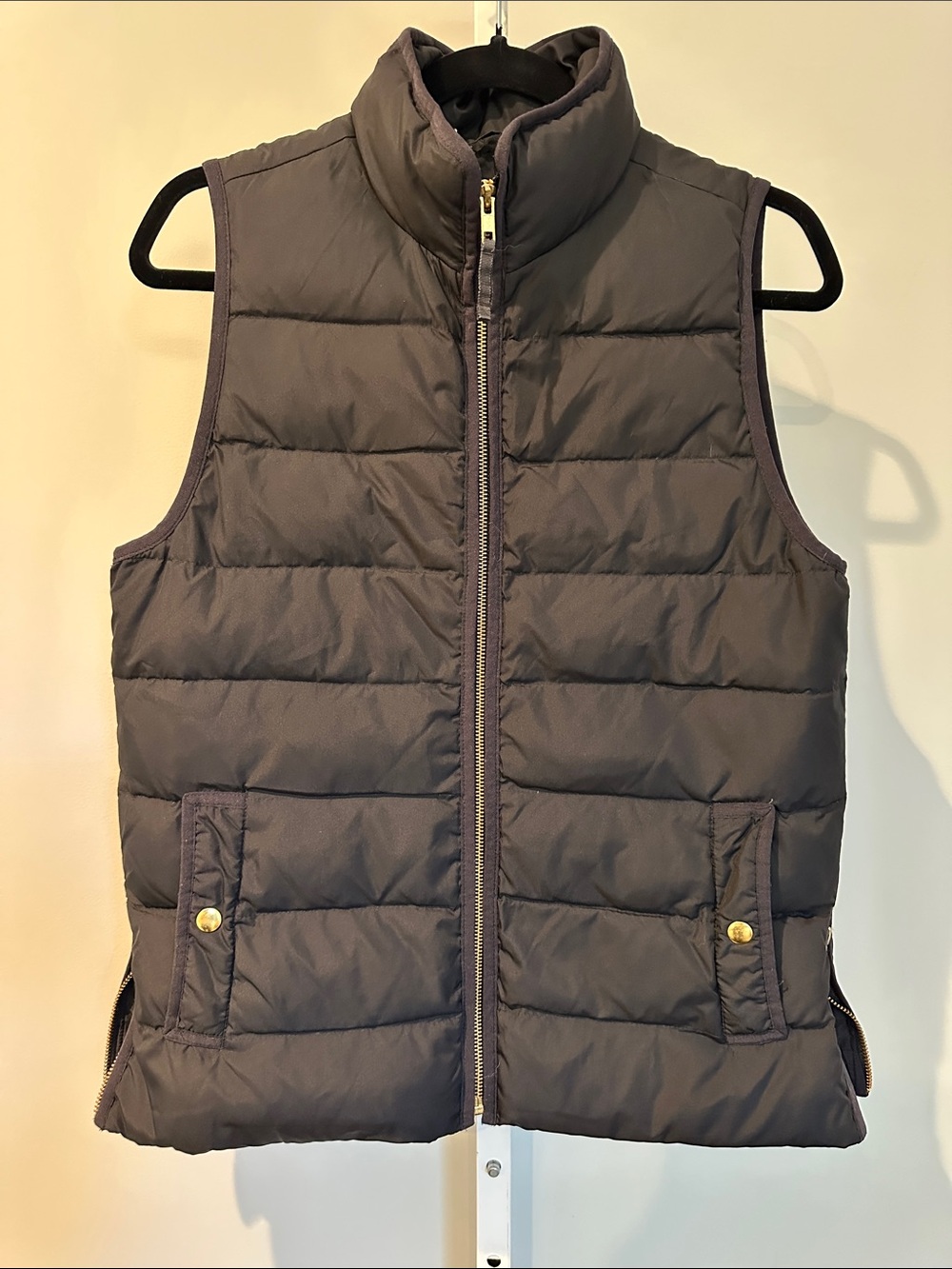 J Crew Down Filled Black Vest Size Small